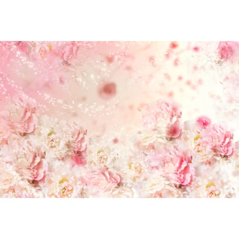 

Pink Flowers Photography Backdrops Sweet Style Backgrounds for Studio New Born Baby Shower Wedding Photos Vinyl Cloth Customized