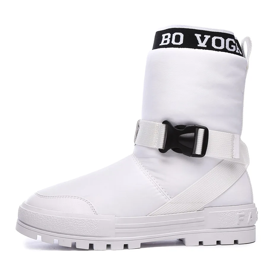 BELISS/ женские зимние ботинки; ботильоны на платформе; женские теплые удобные водонепроницаемые зимние ботинки с круглым носком; B77 - Цвет: white