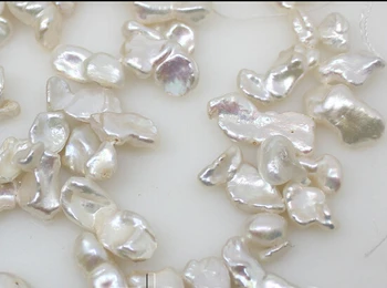 

Miss00256 natural white keshi pearl loose strand beads 15" Jewelry 5pc
