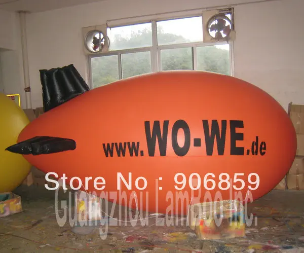 

NEW 4 M Long Orange Inflatable Zeppelin with Black Wings/DHL Free Shipping Inflatable Advertising Airship for Events