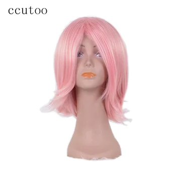 

ccutoo Naruto Haruno Sakura 35cm Pink Short High Temperature Fiber Synthetic Women's Cosplay Full Wigs