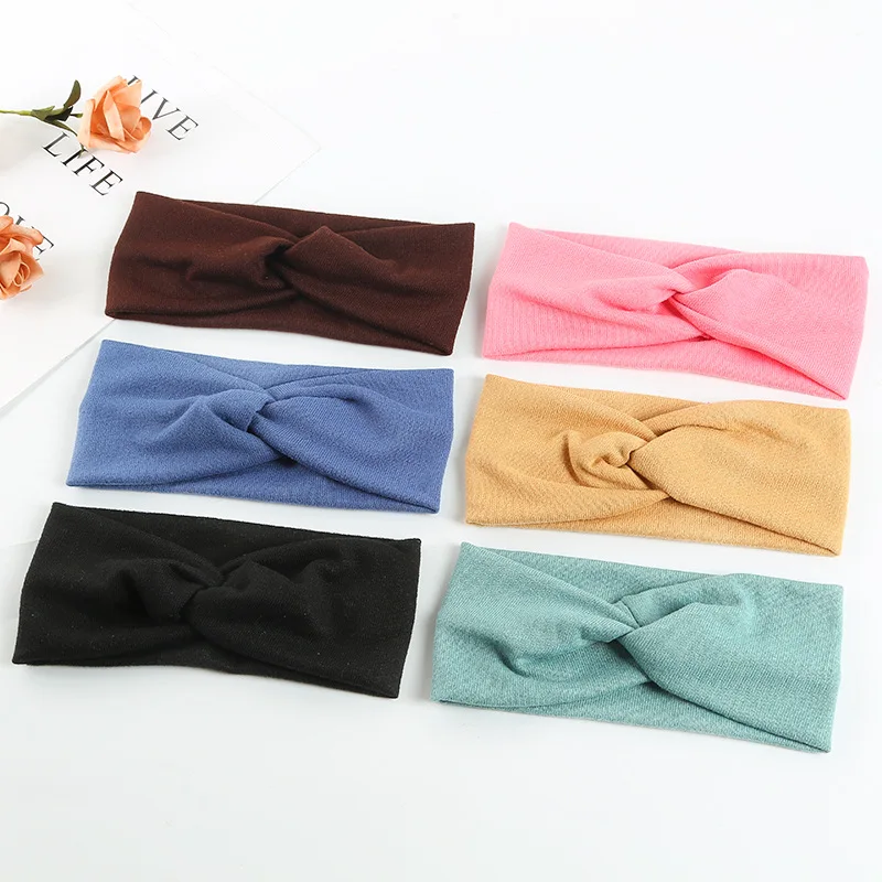 

New Arrival Women Colorful Cotton Knot Headbands Hair Holder Elastic Hairbands Fashion Stretch Headwraps Hair Accessories