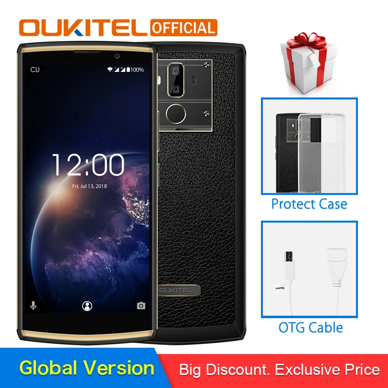 

OUKITEL K7 Power 2G RAM 16G ROM Mobile Phone Android 8.1 MT6750T Octa Core 6.0" HD+ 13.0MP+2.0MP 10000mAh Fingerprint Smartphone