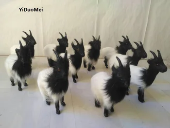 

about 13x12cm artificial sheep with black head, plastic&furs goat one lot/10pcs handicraft,home decoration gift a2428