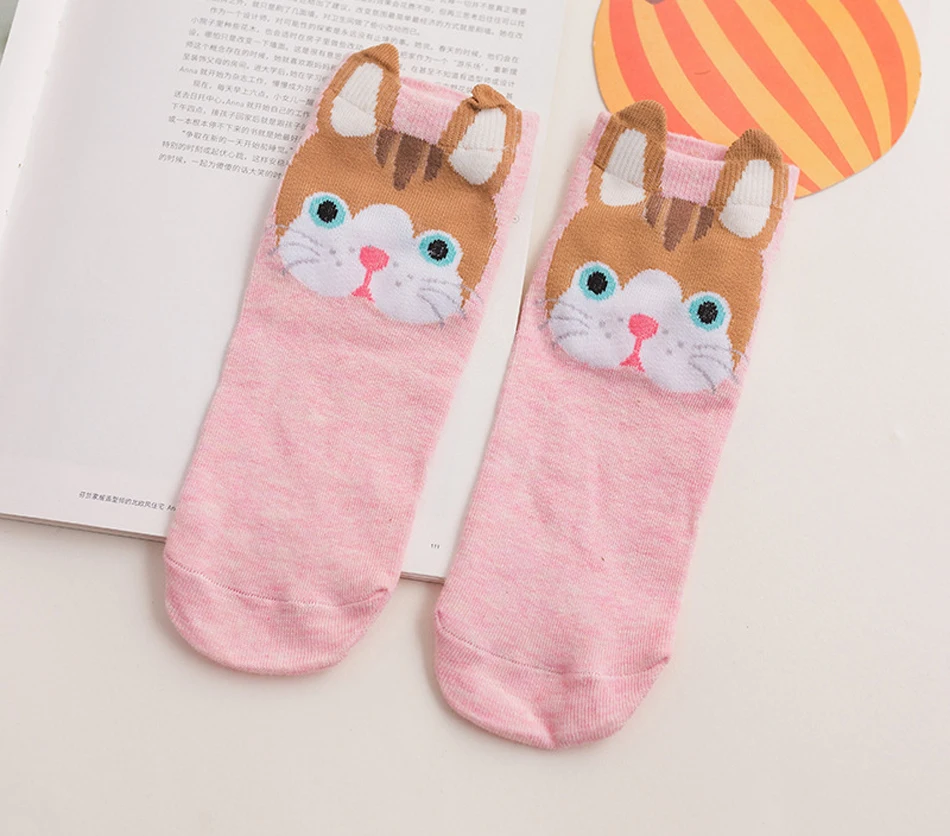 5 пар мультфильм носки для девочек для женщин кошка собака животных невидимый носки-следки короткие ботильоны Kawaii милые жен