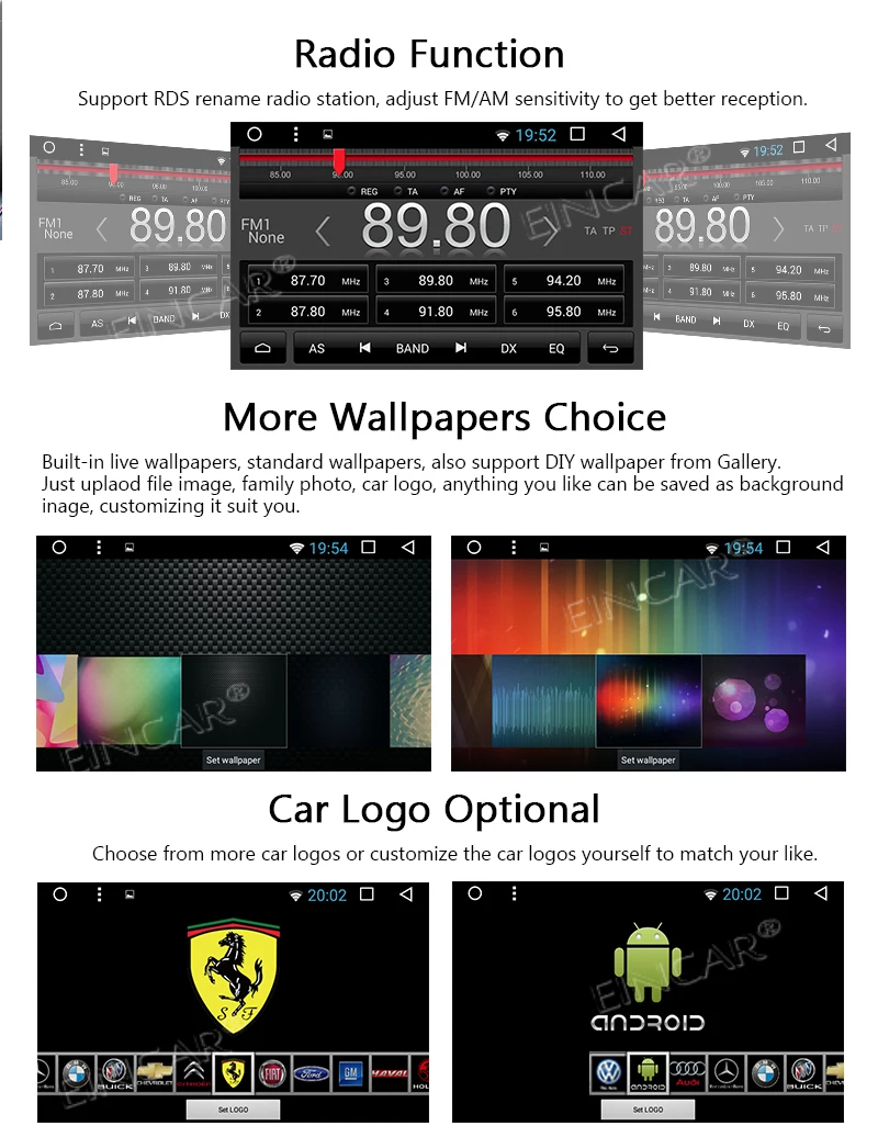 Excellent Touch Screen Car Stereo Supports Bluetooth 2 Din Mirror Link Android 7.1 HD Touch Screen Split Screen Steering Wheel Control GPS 5