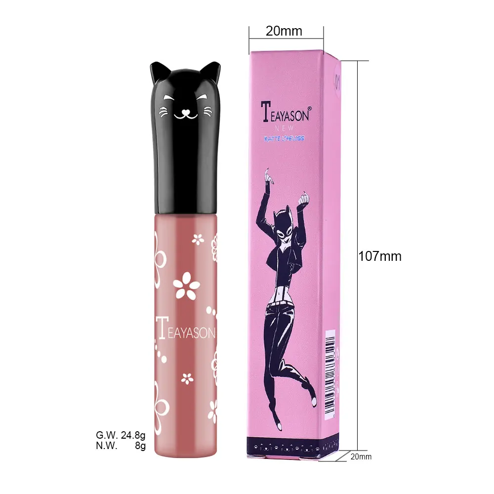 Teayason matte lip gloss 12 colors cute cat lip tattoo waterproof long lasting batom nude brown vampire liquid lipstick AM084 Teayason matte lip gloss 12 colors cute cat lip tattoo waterproof long lasting batom nude brown vampire liquid lipstick AM084