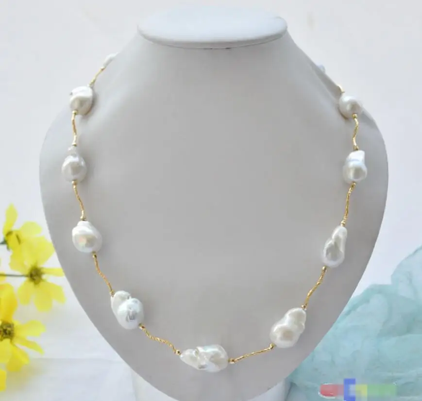 

Hot sale new Style >>>>> 20mm WHITE baroque KESHI REBORN PEARL necklace 18