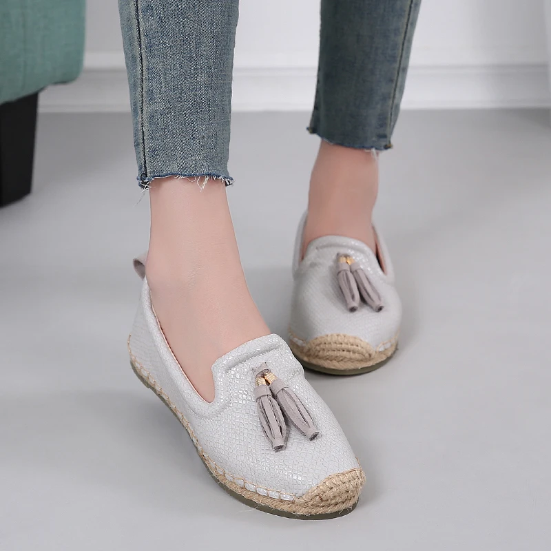 

AARDIMI Fringe Women Espadrilles Shallow Ballet Flats Shoes Ladies Loafers Casual Slip On Round Toe Flat Shoes For Woman