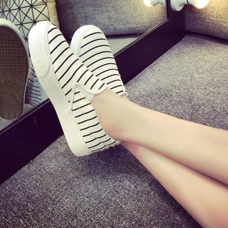 Moda 2018 White Zapatos black Mujer Verano Mocasines Primavera Las De Blanco Casual Transpirables Negro Nuevo Plataforma Lona Mujeres HIxwF7qI