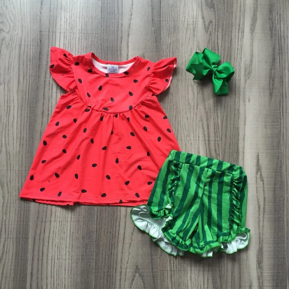

new arrivals watermelon short set outfit Summer outfit girls boutique clothing milk silk baby kids wear match with accessories