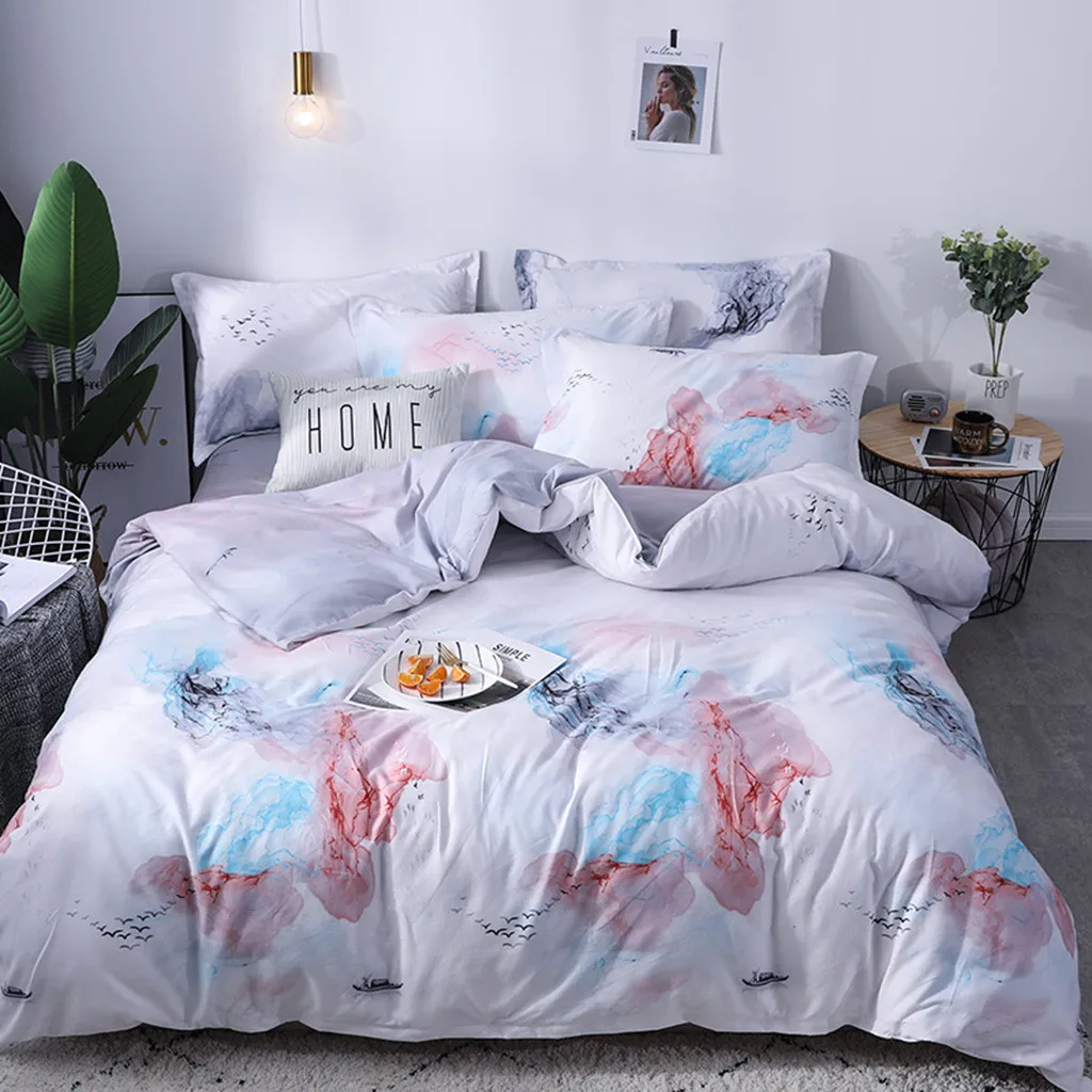 Quilt Cover Set Polyester Bed Cover Set Four Piece Bedding Cotton Pillowcase Creative Pattern Full Size