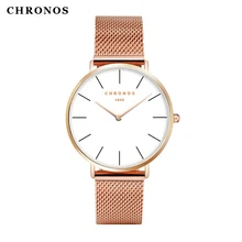 Men Women Watches CHRONOS Luxury Brand Rose Gold Case Male Female Quartz Wrist Watch font b