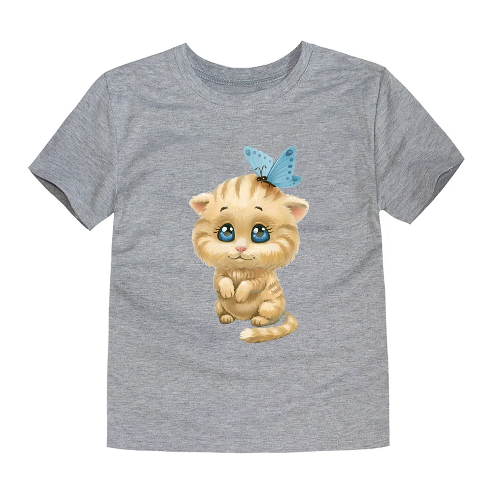 TINOLULING/ футболки для девочек и мальчиков, детские футболки с милым котом, детские футболки с короткими рукавами, модные хлопковые топы для детей 2-14 лет - Цвет: TTTC9