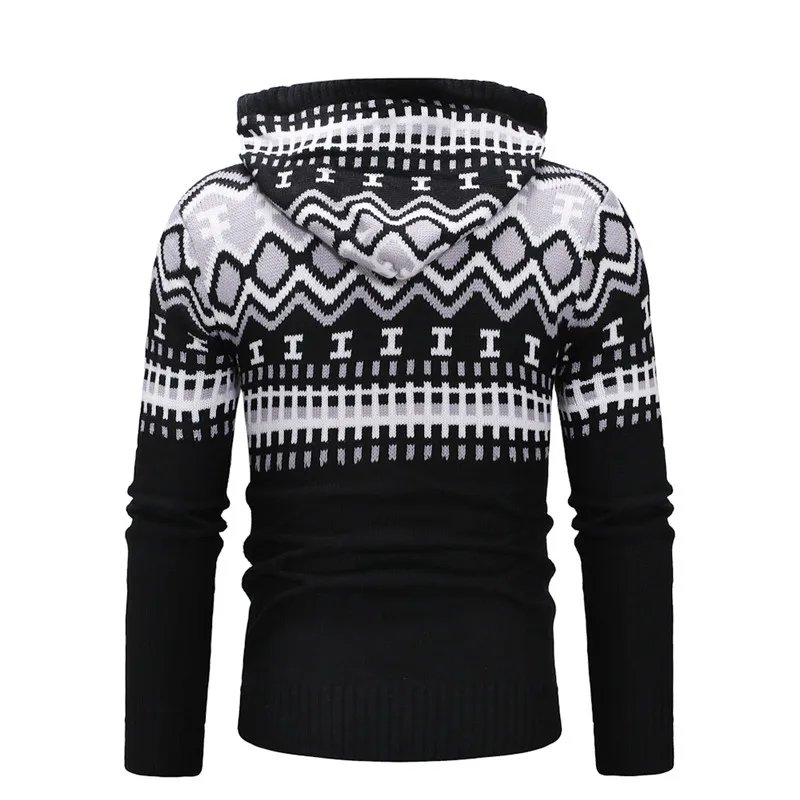 HuLooXuJi мужчкой контрастный цвет тянущийся свитер Мода Тонкий пуловер вязать с капюшоном зимние свитера нам Размеры: M-2XL