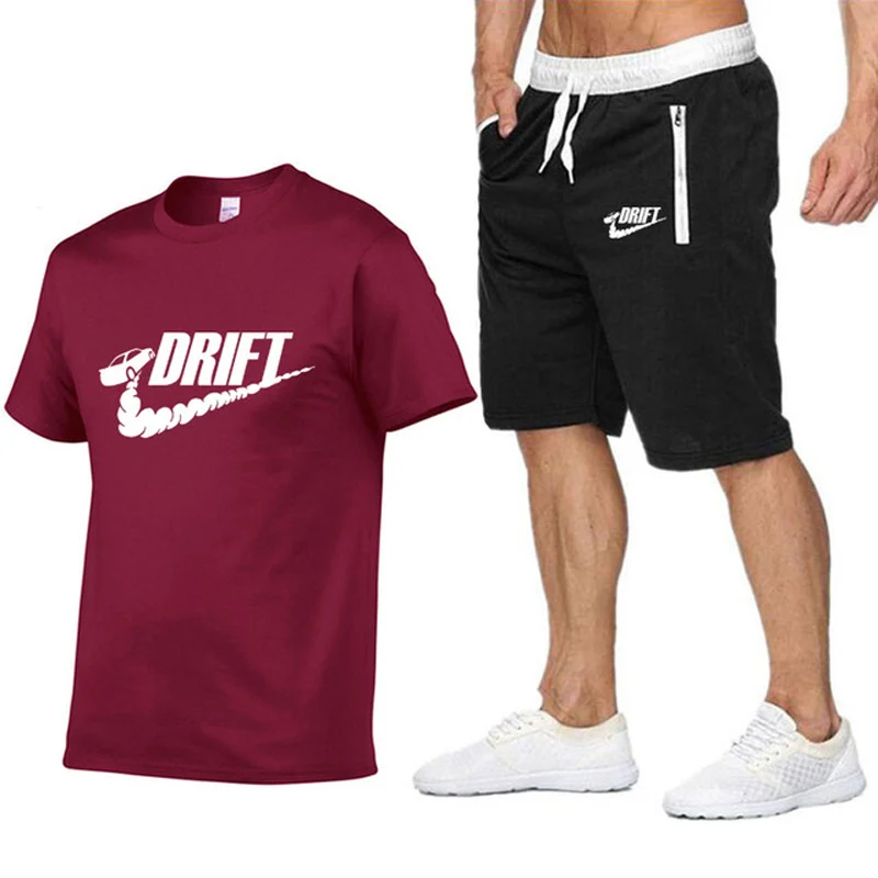 Quality Men's Sets T Shirts+shorts men Brand clothing Two piece suit tracksuit Fashion Casual Tshirts Gyms Workout Fitness Sets