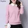 Neploe Plus Size Sweater Pull Femme 2022 Autumn Winter Solid Knitted Pullover Long Sleeve Doll Collar Knitwear Jumper 34403 ► Photo 1/6