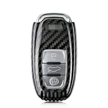 2016 New Genuine Carbon Fiber Car Auto Remote Keyless Entry Key Case Cover Fob Holder Shell for Audi A4 A6 TT Q3 Q5 Car Styling