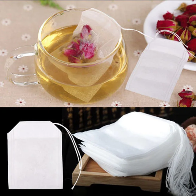 Azerin Teabags 100Pcs/Lot 5.5 x 6CM Empty Tea Bags With String Heal