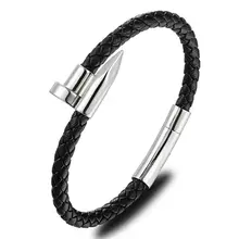 Мужские браслеты, браслеты, 6 мм, плетение, натуральная кожа, браслет для ногтей, шарм, любовь, Браслет-манжета, Masculina, подарок для влюбленных