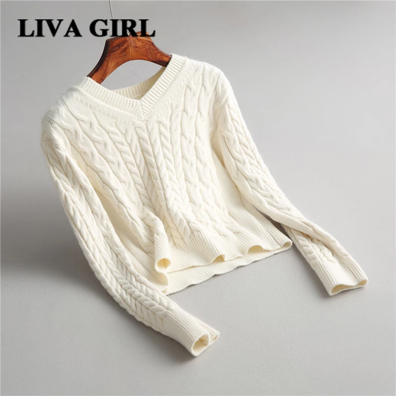 Liva Girl 2017 Autumn And Winter Warm V neck Sweater Short