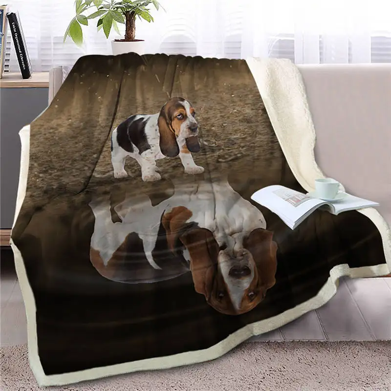 Dog 8 BlessLiving Pet Мопс одеяло на искусственном меху на кровати животных пледы одеяло для детей собака отражение покрывала 3D щенок бульдога Чехлы диванов - Цвет: Dog 8