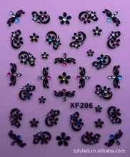 flower black 3D design Water Transfer Nails Art Sticker decals lady women manicure tools Nail Wraps Decals flower