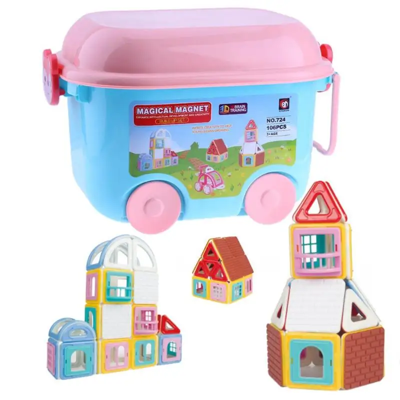 

106pcs Magnetic Building Blocks Castle Construction Model Early Educational Toys Kids Ideal Birthday Gifts Toy for Girls Boys