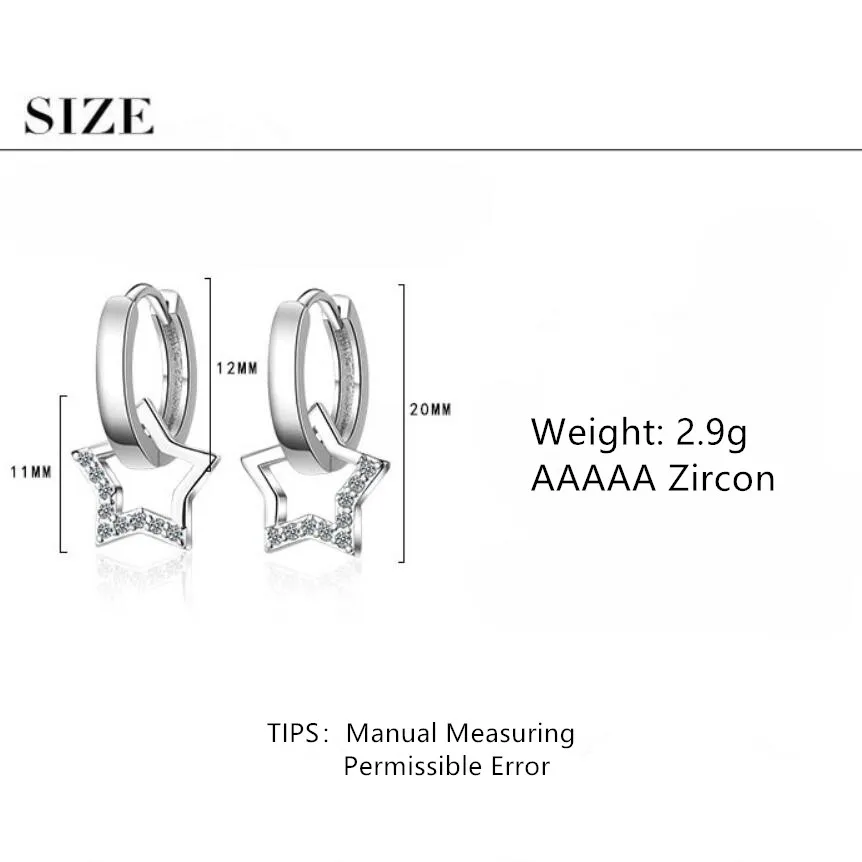 Изысканные милые серьги с цирконием в форме звезды для женщин, трендовые креативные 925 пробы Серебряные вечерние ювелирные изделия, подарок, аксессуары SAE340