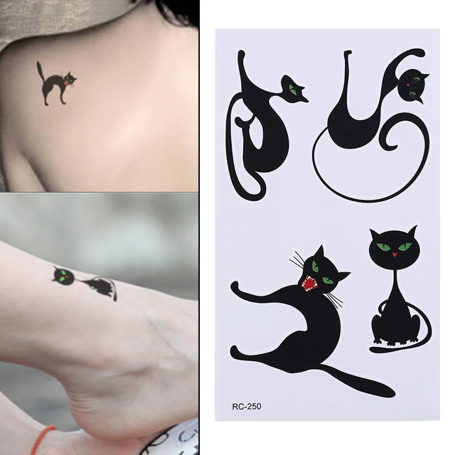 1 feuille mignon terreur chat tatouage temporaire autocollants sweet