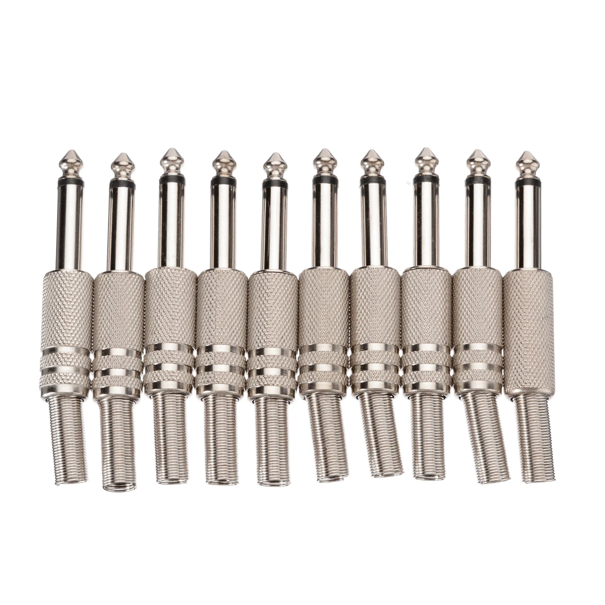 10pcs/pack 6.35mm Audio Plug Connector 1/4Inch Male Plug Mono Jack Connectors 6.35mm Amplifier Microphone Plugs