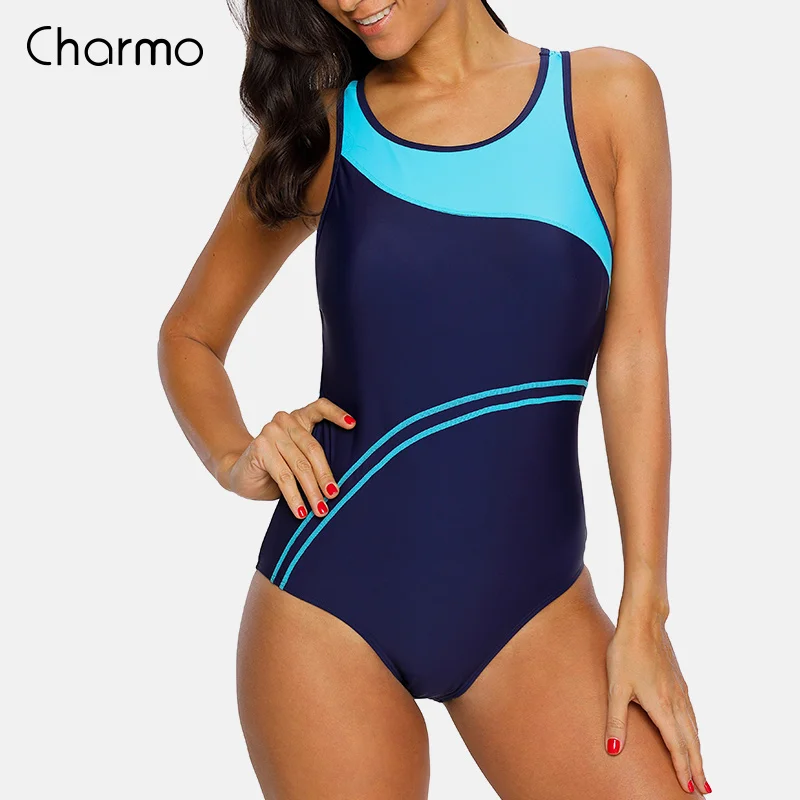 Charmo, сдельный женский спортивный купальник, спортивный купальник, из кусков, купальник в полоску, женский купальник, бикини, пляжная одежда, купальный костюм