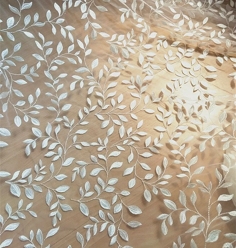 Najtaniej Wysokiej jakości tkanina hafciarska suknia ślubna sukienka dziecięca spódnica tkaniny DIY Handmade liść akcesoria RS823