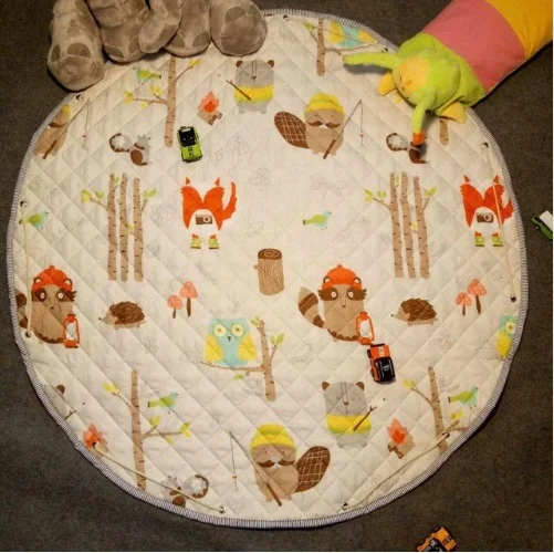 

110cm round Baby Soft Play Mat Game Blanket Pad Kids Play Carpet Climb Mat Crawling Mat Sundries Pouch Toys Storage Bag 1pc
