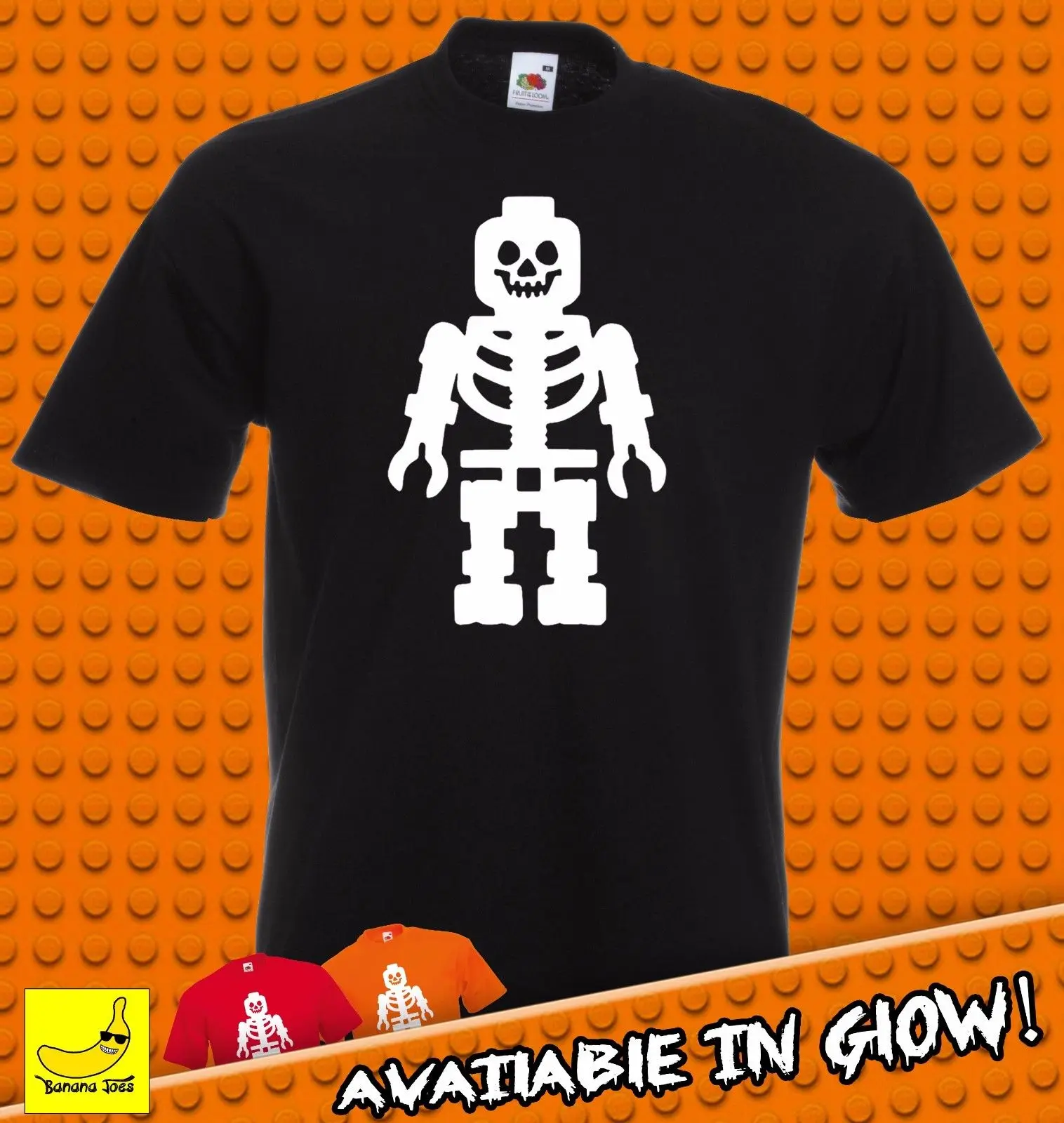 

Lego Skeleton Halloween T-Shirt Skull Scary Costume Spooky Fancy Dress Trick Tee 100% cotton tee shirt, tops wholesale tee