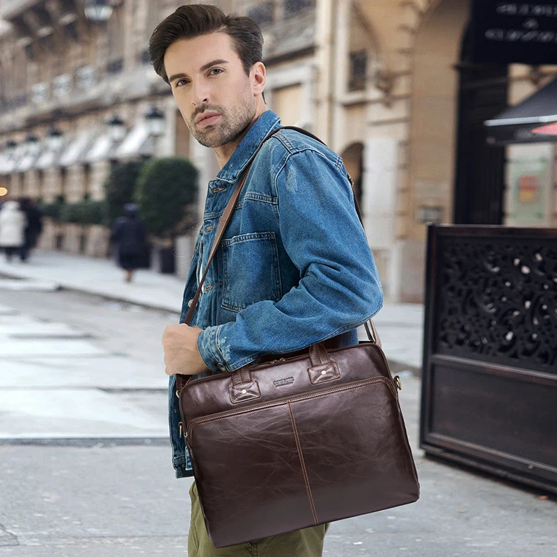 Топ кожаный портфель для ноутбука Мужская сумка брендовая Высококачественная Мужская сумка из воловьей кожи дизайнерские мужские роскошные сумки 15 17 дюймов