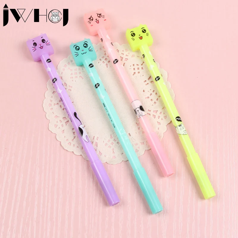 4 шт./лот милая светящаяся гелевая ручка для кошек материал escolar kawaii Канцтовары