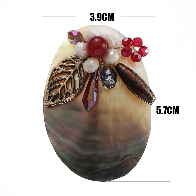 TDQUEEN Shell Brooch Pin Vintage Natural Stone Crystal Beads Big Shell Flower Broches Corsage Women Wedding Pins and Brooches size