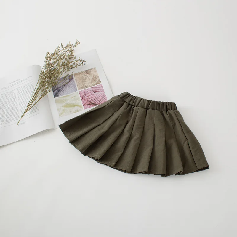 Baby Girl Tutu Skirts Autumn Baby Clothes Kids Princess Girls Skirt Pleated Pettiskirt solid color Kawaii school Skirts dropship (16)