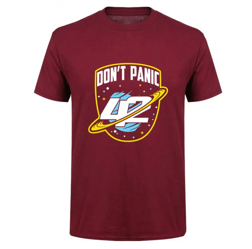 Мужская футболка с надписью dont panic sci-fi 42 модель camiseta в стиле ретро 2019 | одежда