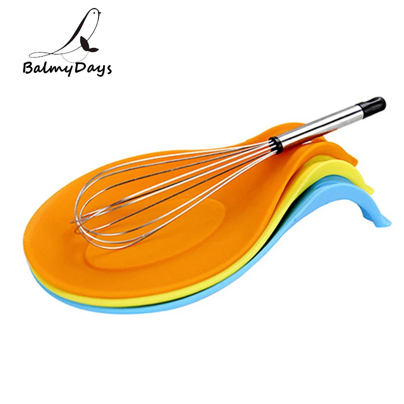 

1Pc Silicone Spoon Rest Heat Resistant Cooking Spoon Holder Silicone Kitchen Utensils Ladle Spatula Mat Placemat Kitchen Gadgets