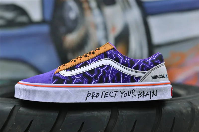 Mindseeker x Vans PROTECT YOUR BRAIN Old Skool Purple Skateboarding Unisex  Shoes | Forstep Style Marketplace