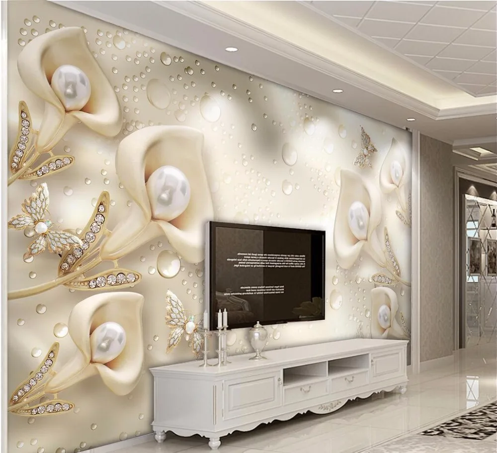 Beibehang personalizado foto papel de parede grande fresco 3d flores luxo 3d jóias tv fundo da parede 3d 21
