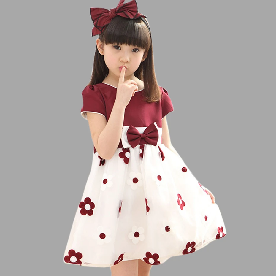 Floral Dress For Big Girls Winter Mesh Bow Kids Clothes Children's Spring Teen Clothing 6 8 12 Years |