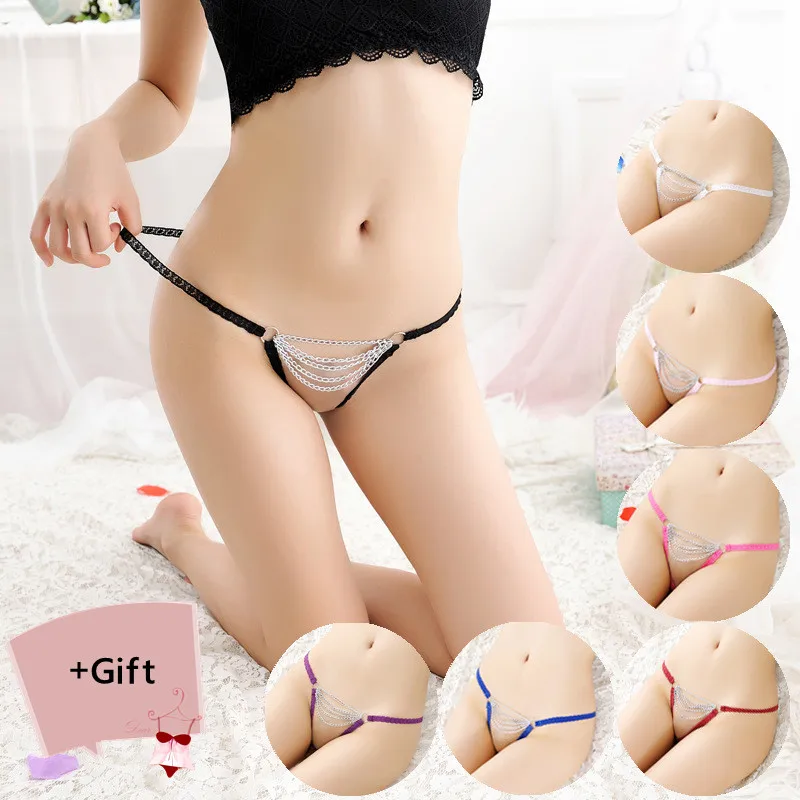 

Sexy Simple Underwear Thong Panties G-String Chain Valentine's Day Erotic Multicolor Chain Crystal Body Jewelry For Women Couple