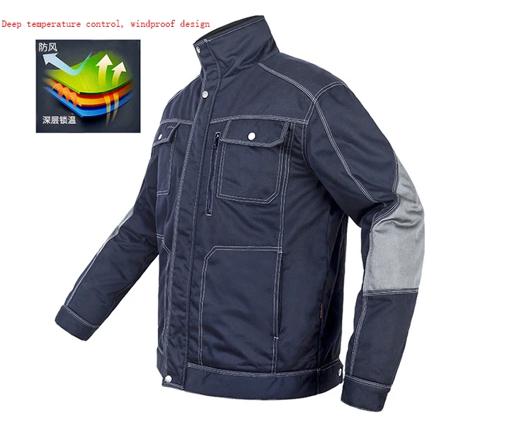 New Winter Work Clothes Multi-Pocket Wear-Resistant Windproof Warmth Plus Cotton Jacket mechanic Construction Working Coat