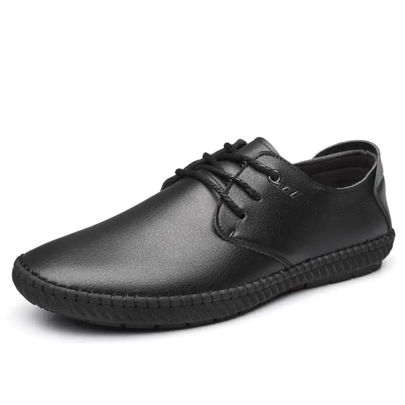 VANCAT/брендовая мужская повседневная обувь; мужские кожаные лоферы ручной работы на плоской подошве со шнуровкой; Мокасины Мужская обувь; Дизайнерская обувь - Цвет: black
