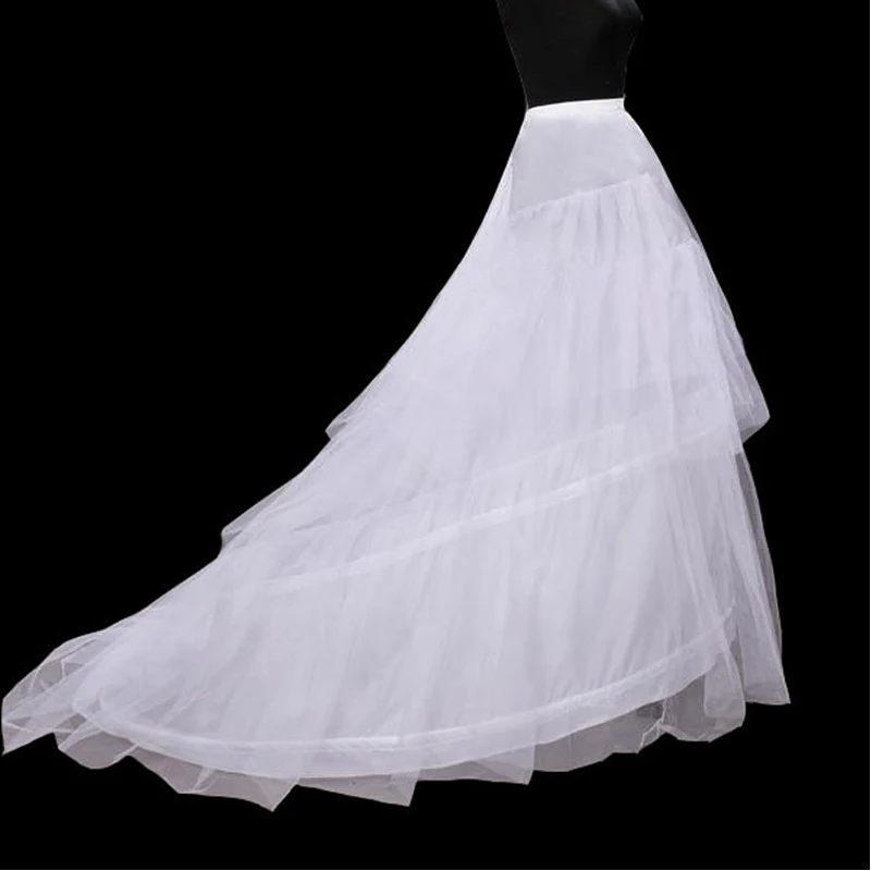 2017 Chapel Train Bridal Petticoats Newest 2 Hoop 3 Layers Elastic