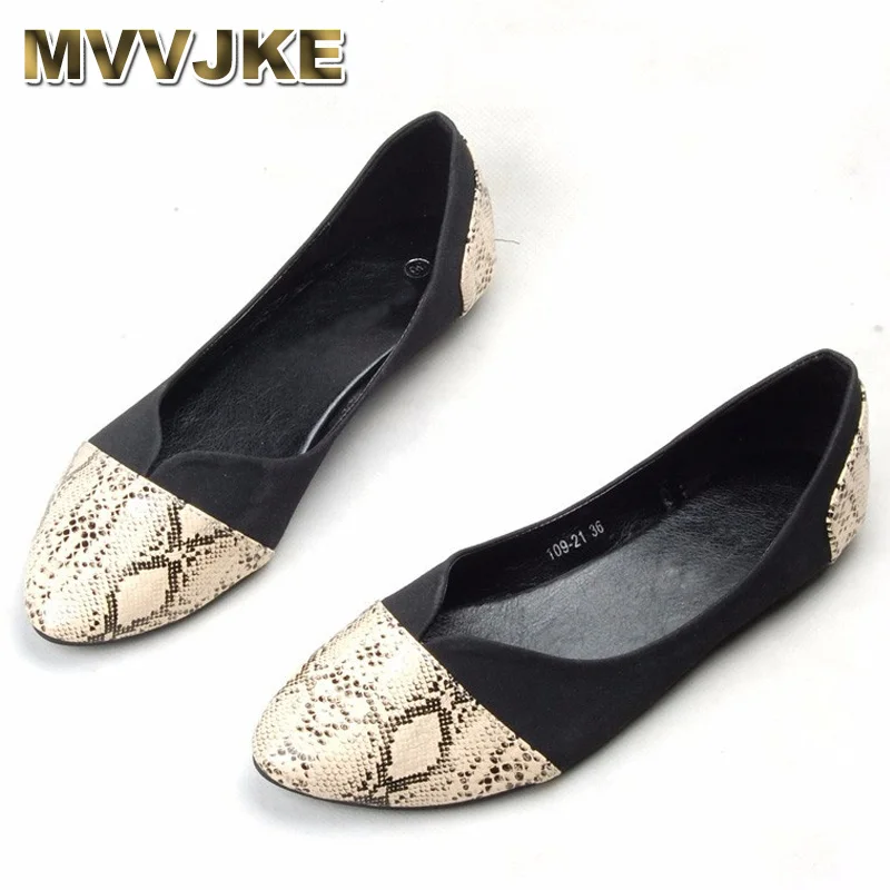 

MVVJKELady Beyarne Zapatos Mujer New Mixed Colors Printing Leather Pointy Toe Plus size Thin Lady Ballerina Shoes Flat ShoesE293