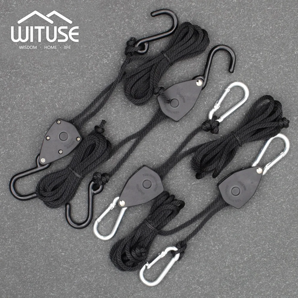 

WITUSE NEW! 2PCS Of 1/8" Rope Ratchet Heavy Duty Grow Lights Adjustable Hanger Cords Rope Hanger